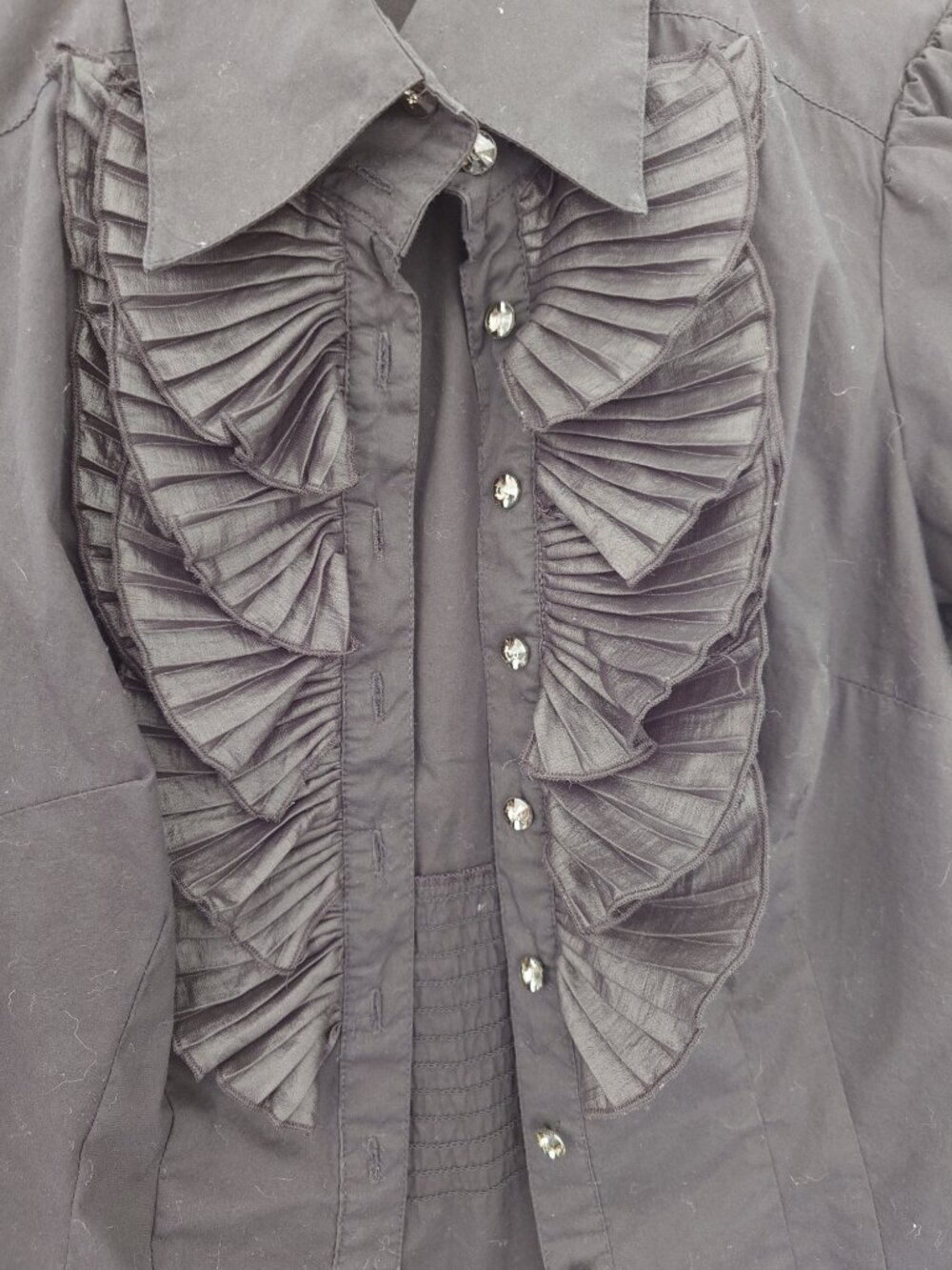 BeBe Black Ruffle Blouse - Picture 3 of 4